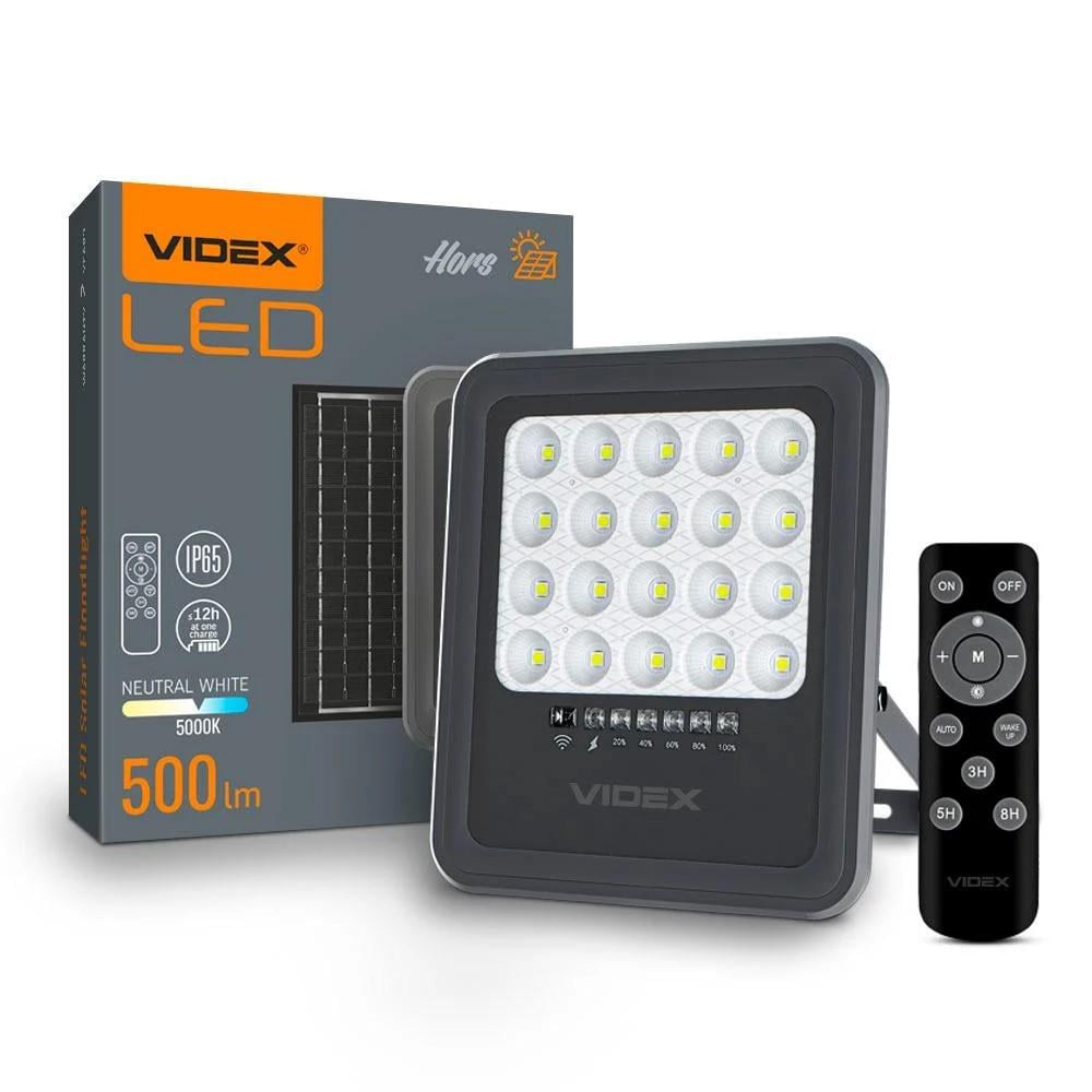 Прожектор Videx 20W VLE-FS03-205 LED 5000K автономний з сонячною панеллю (3307/1)