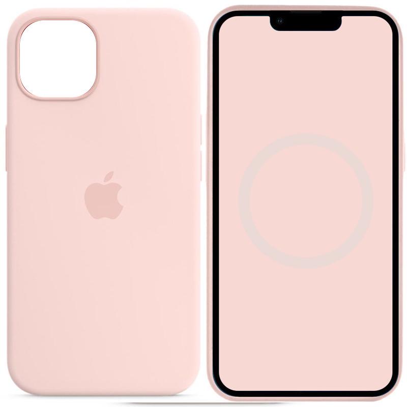 Противоударный Чехол Silicone case (AAA) full with Magsafe and Animation для Apple iPhone 14 (6.1") Розовый/Chalk Pink