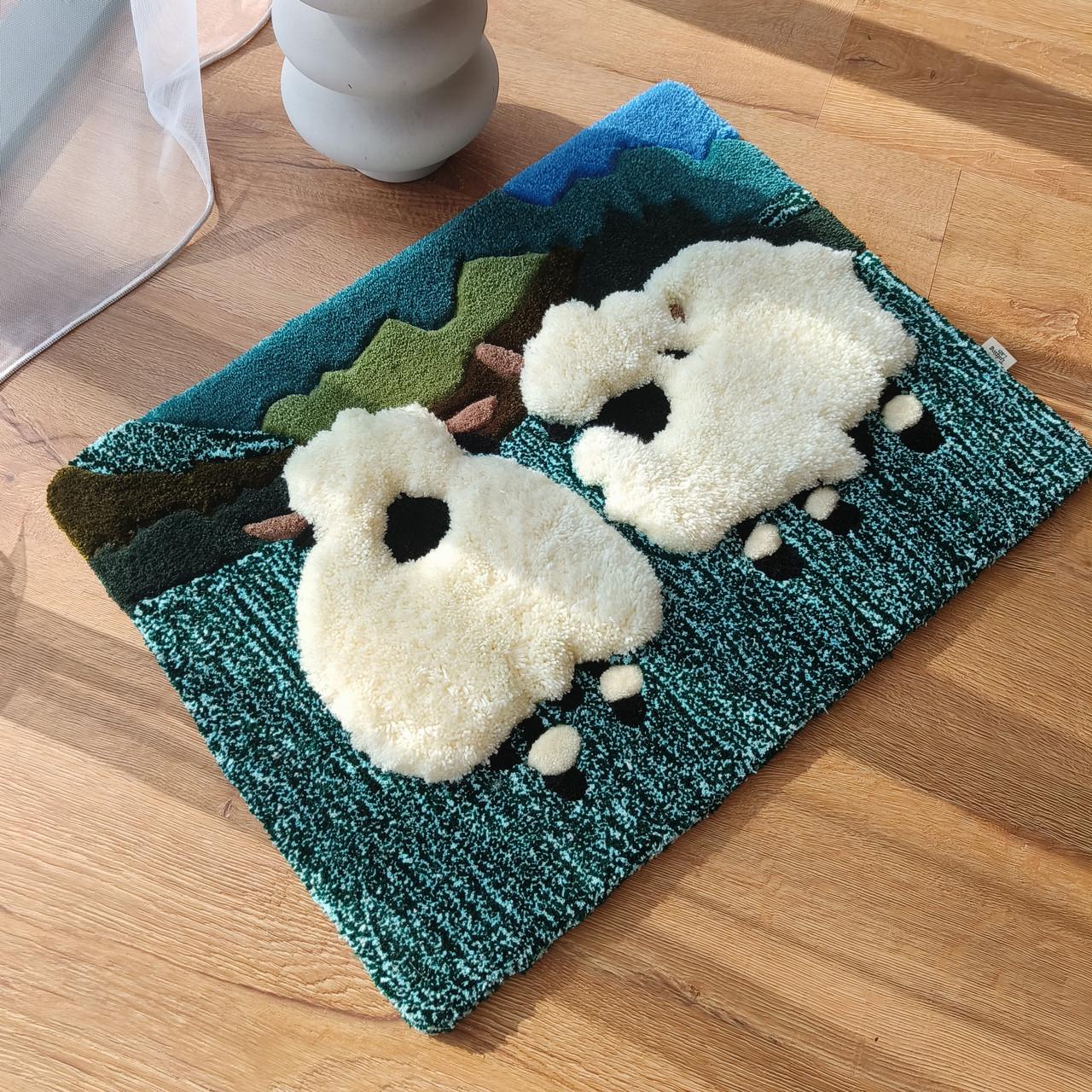 Ковер ручной работы с объемным узором Овечки 160х115 см