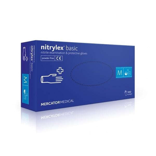 Перчатки нитриловые Nitrylex basic р. М 100 шт 3 уп. (2245)