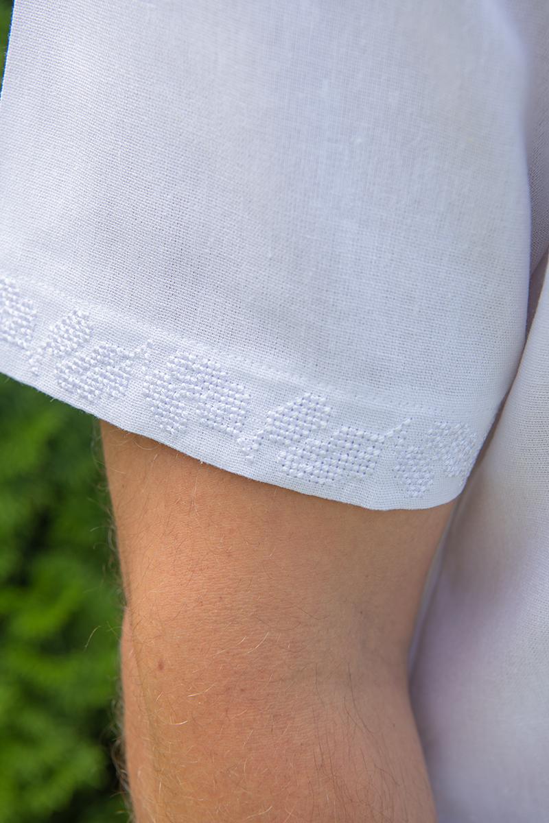 Вышиванка льняная мужская с коротким рукавом 4XL Белый (1884709491) - фото 6 Вышиванка льняная мужская с коротким рукавом 4XL Белый (1884709491) - фото 6