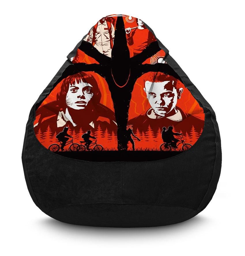 Крісло-мішок iPuff StRanger Things Темний світ флок XL 80x110 см Чорний (32171267)