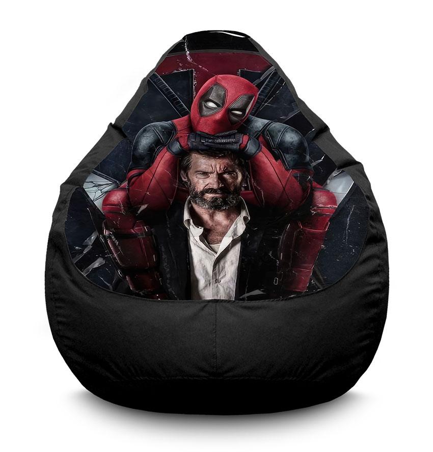 Кресло-мешок iPuff Funny Deadpool and Serious Wolverine Marvel оксфорд XL 80x110 см Черный (113895)