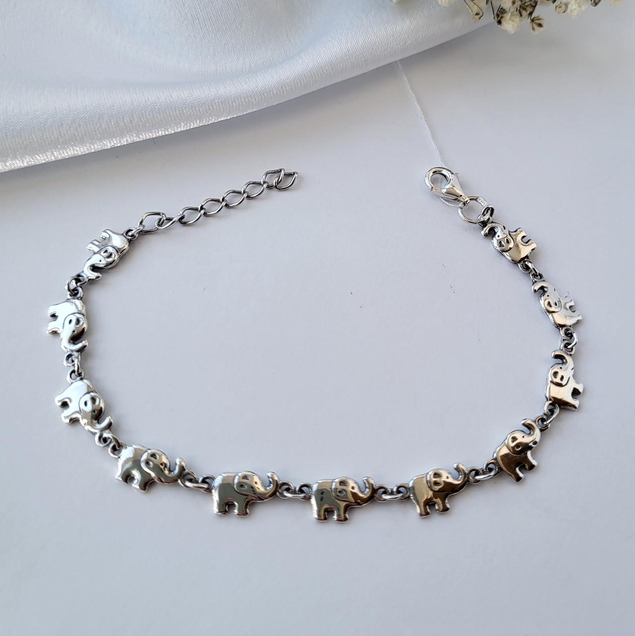 Браслет без камней Слоники серебро 16-19 см 925 пробы 6,60 г (2786)