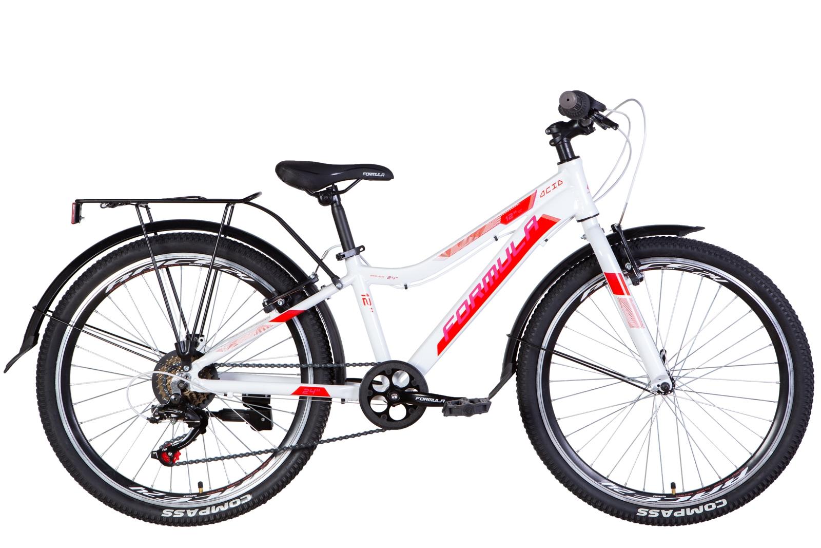 Велосипед Formula ACID Vbr рама AL 24" с багажником зад St с крылом Pl 2022 Бело-розовый (OPS-FR-24-351)