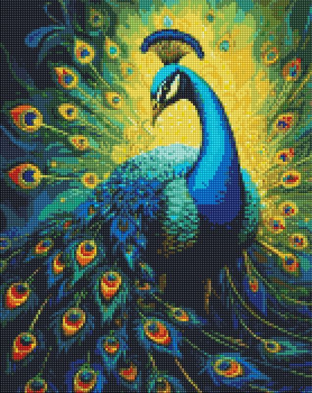 Алмазная мозаика на подрамнике Идейка Изящный павлин с АВ стразами 40x50 см (AMO7868)