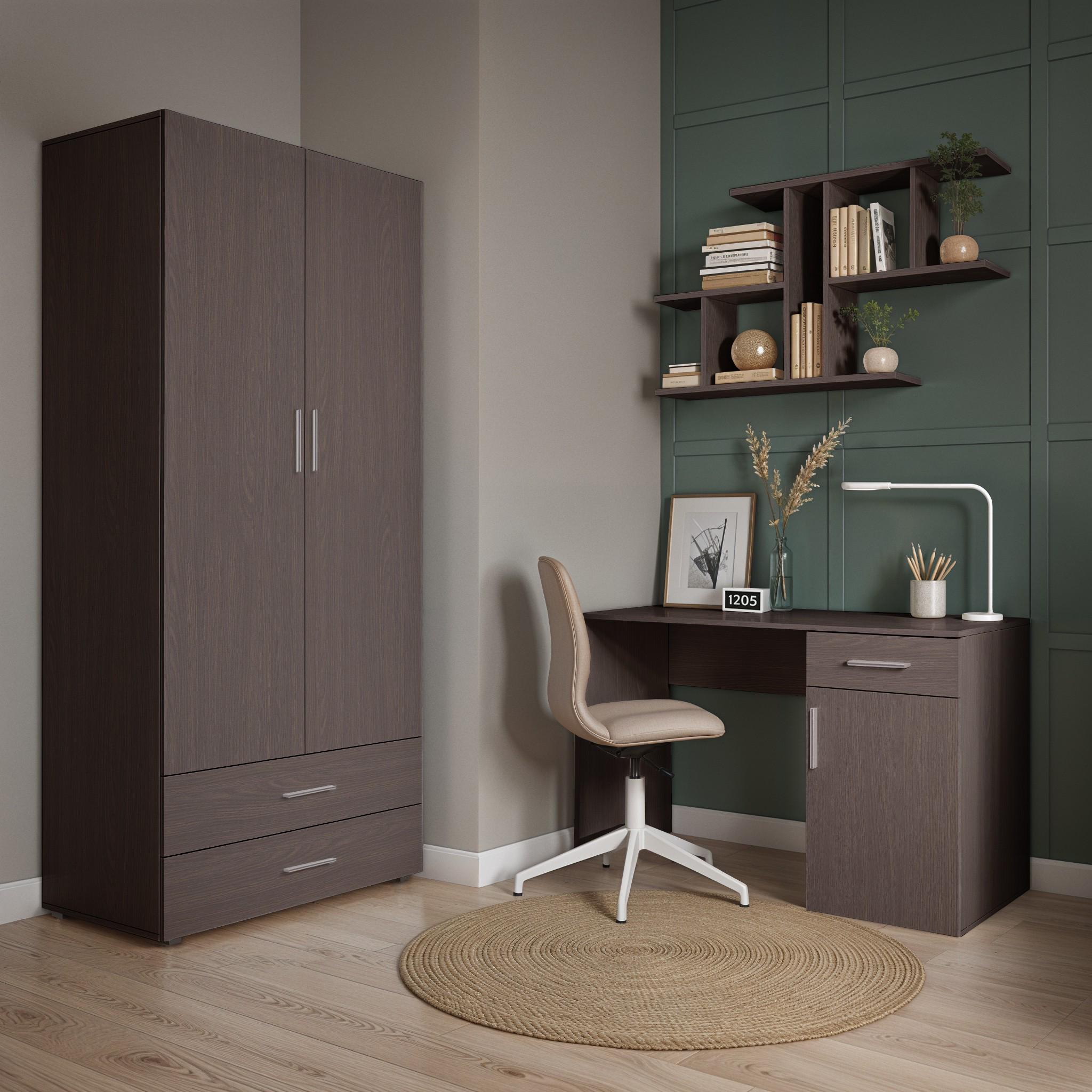 Комплект мебели Miro шкаф и стол с настенной полкой 2200x520x2190 мм Венге Магия