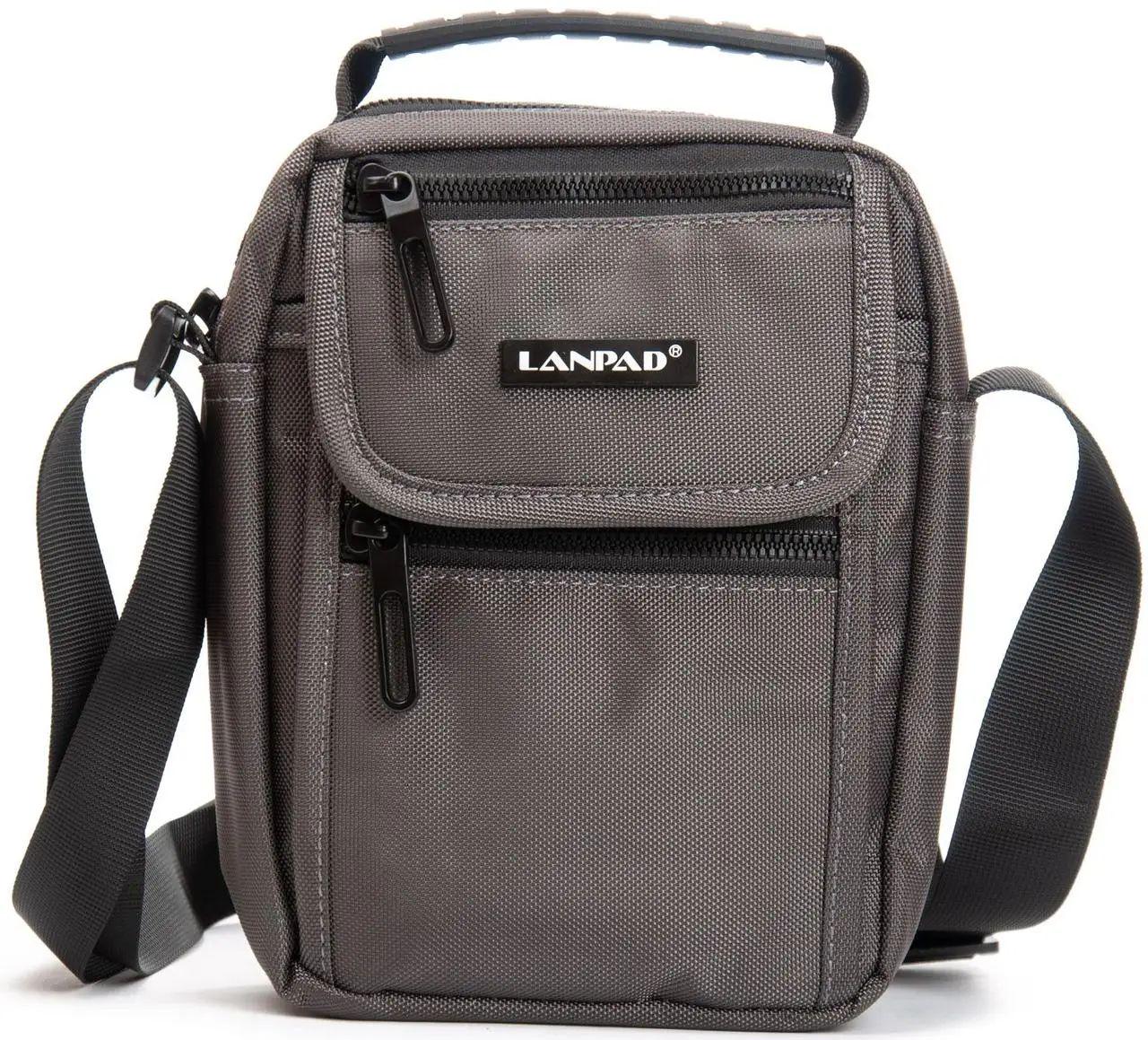 Сумка чоловіча на плече Lanpad тканинна Сірий (LAN20826 grey)