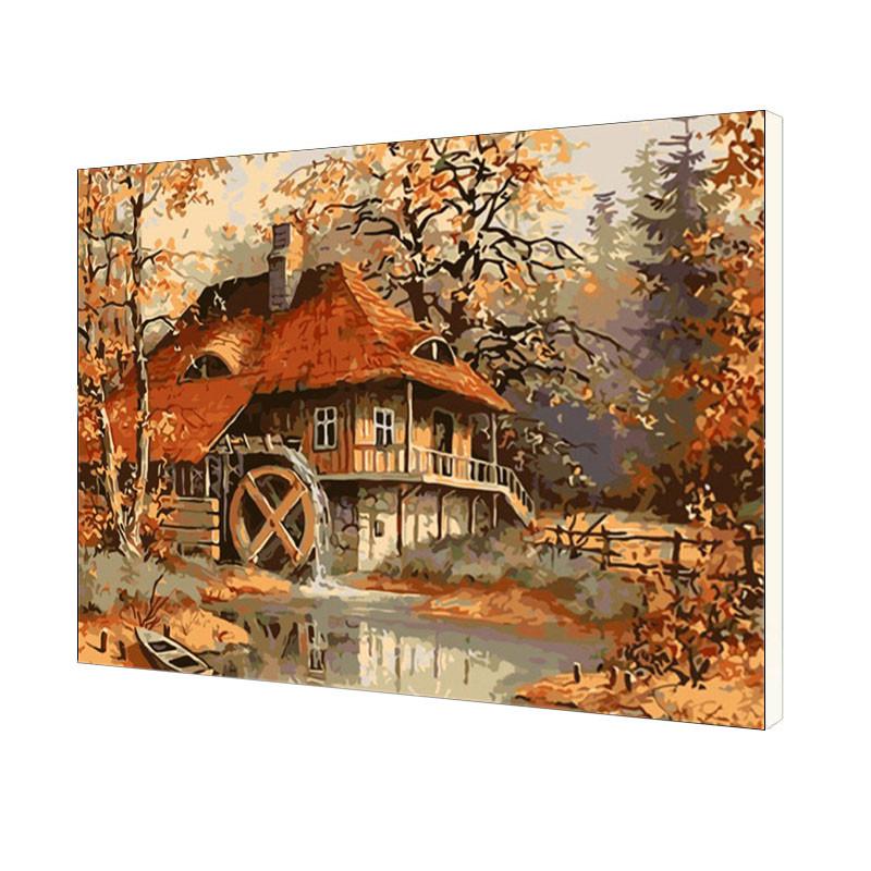 Картина по номерам Lesko DIY E095 "Водяная мельница"