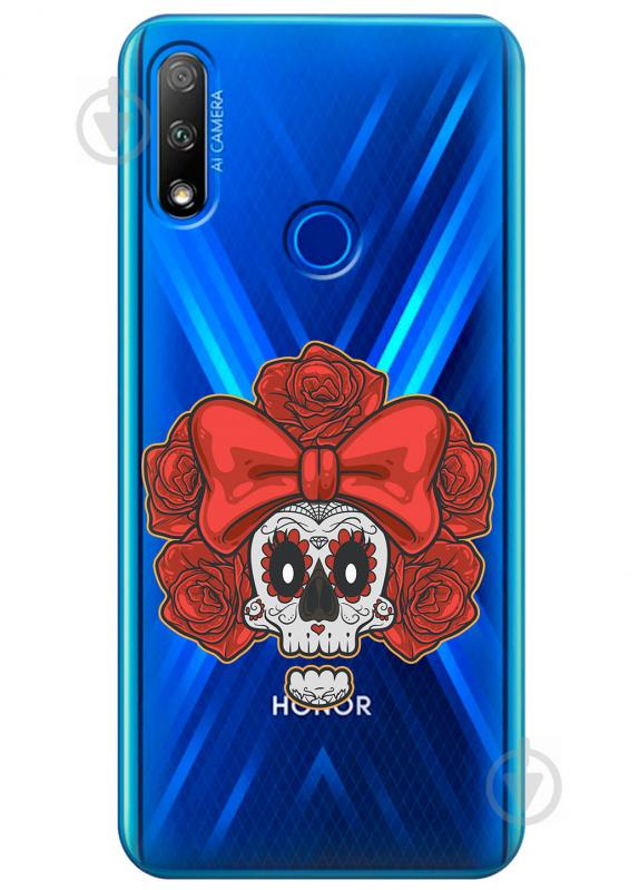 Прозрачный силиконовый чехол iSwag для Huawei Honor 9X с рисунком - Готический череп (KS2729)
