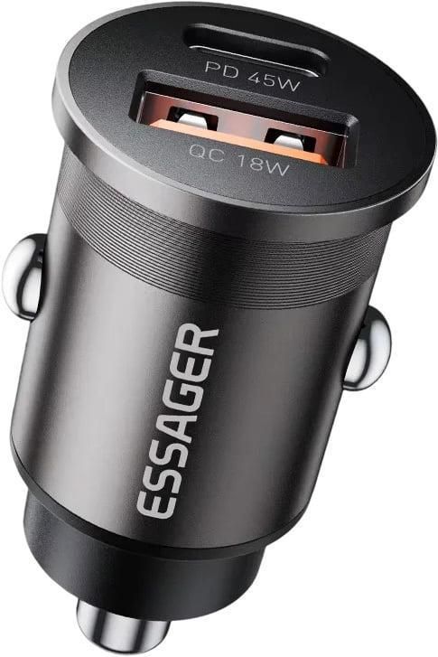 Зарядное устройство автомобильное ESSAGER ES-CC15 45W PD3.0 QC3.0 USB/Type-C Grey (43716)