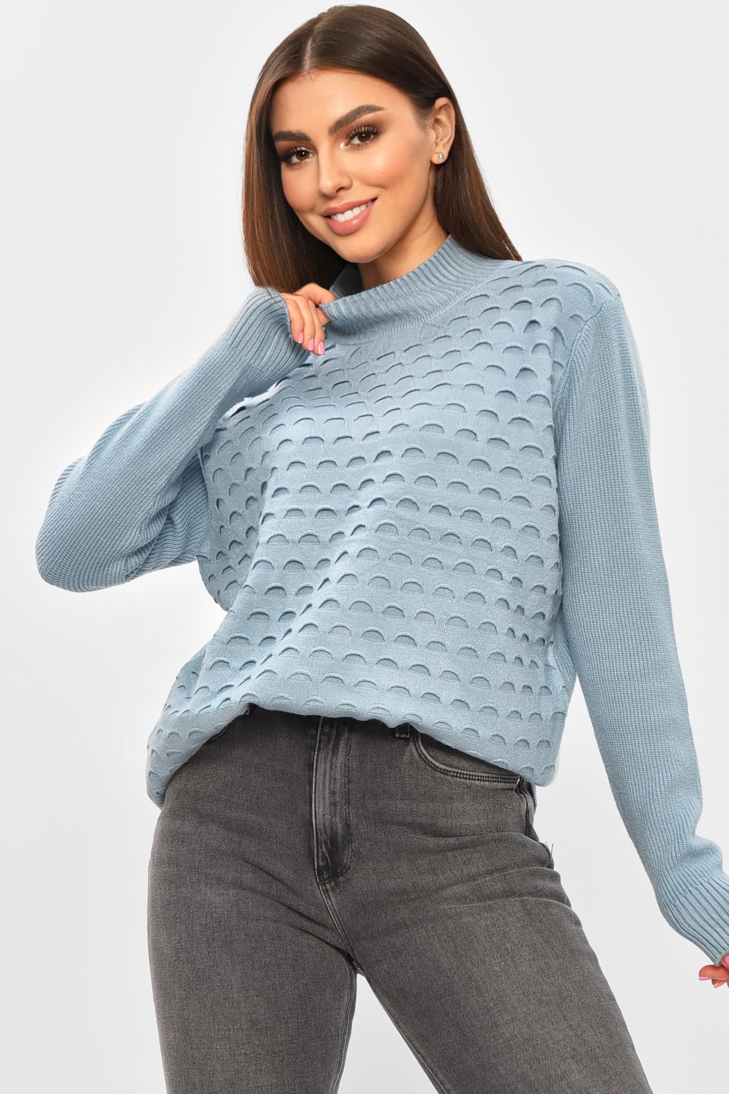 Свитер женский 206595 однотонный XL-2XL Голубой (206595_!335370_48-50) - фото 1 Свитер женский 206595 однотонный XL-2XL Голубой (206595_!335370_48-50) - фото 1