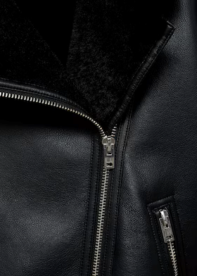 Дубленка женская Mango 77075985 XXS Черный (00026) - фото 2