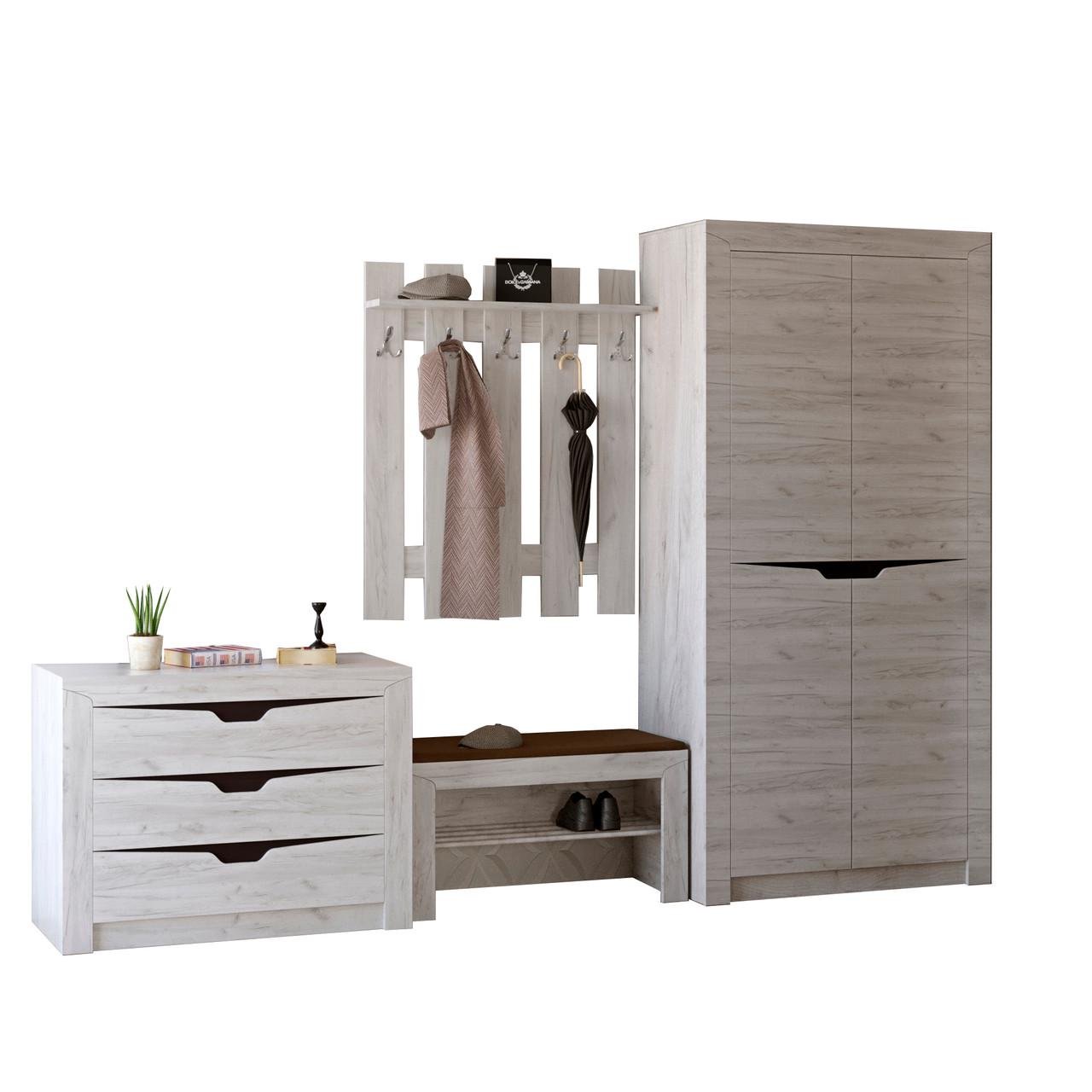 Прихожая Эверест Либерти 2 модульная 4 элемента Дуб крафт белый (DTM-2518)