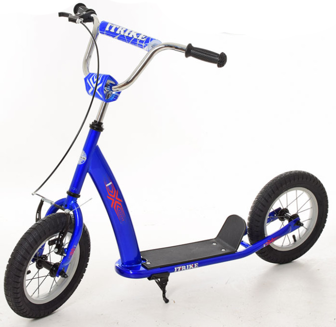Самокат городской iTrike двухколесный с резиновыми колесами Синий (BT-171-S-12)