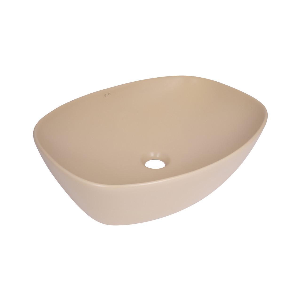 Раковина накладная Qtap Robin 500х380х140 мм прямоугольная с донным клапаном Beige (QT04116302SB)