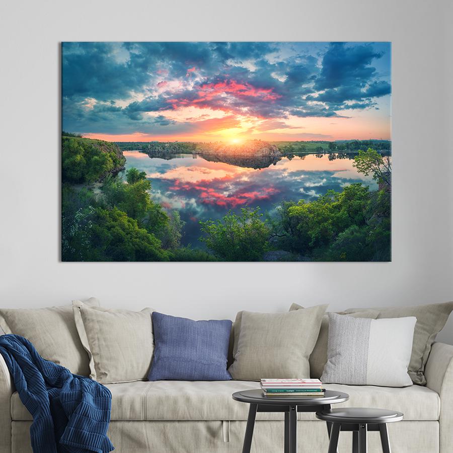 Настенний декор Рассвет над большим озером 80x54 см (1940-1)