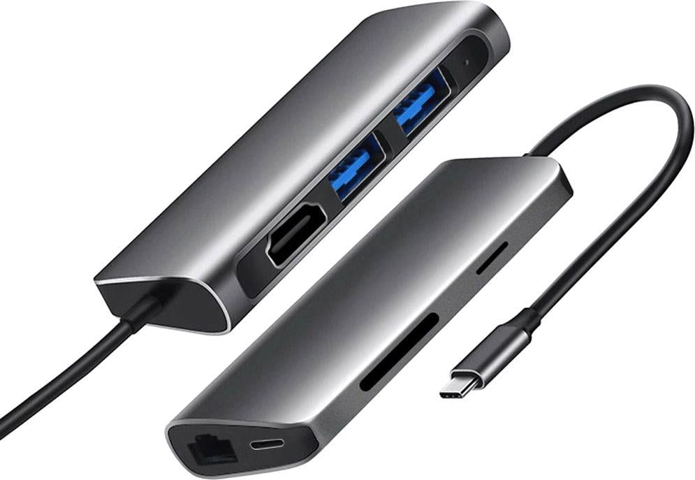 USB-хаб Prologix 7-in-1 Type-C to HDMI+2xUSB3,0+PD+Lan+TF+SD (PR-WUC-105B) - фото 2