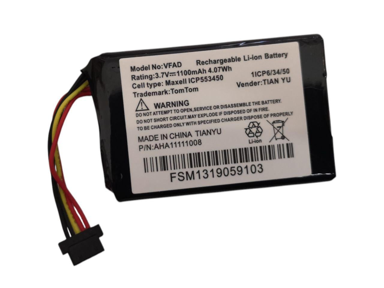 Акумулятор для TomTom Go 5000/5100/6000/6100/6200/9000/VFAD 1100 mAh 4,07Wh (000012436)