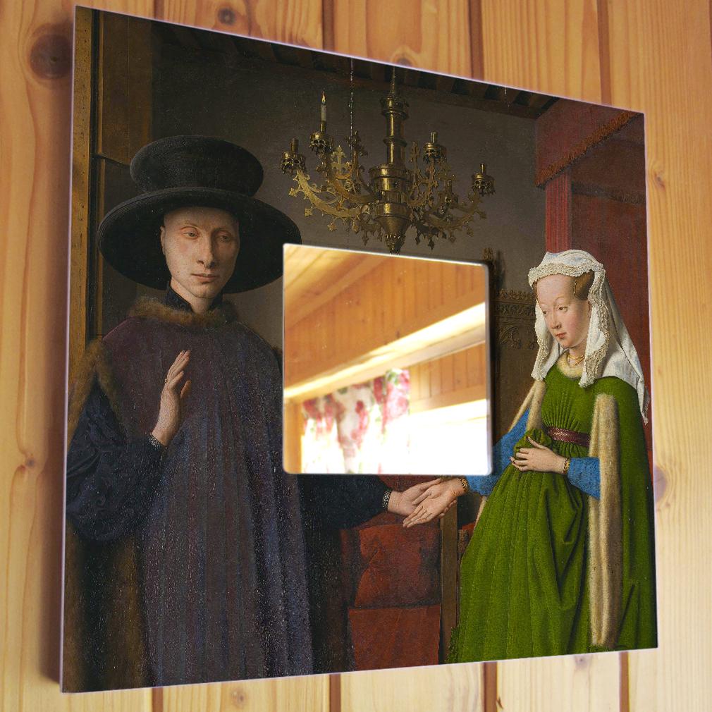 Дзеркало картина "Портрет подружжя Арнольфіні" Ян ван Ейк 260х260 мм (M04379)