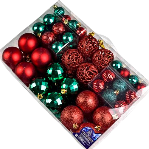 Шарики новогодние елочные Stenson 9661 пластиковые 3-6 см 100 шт. (13103181)