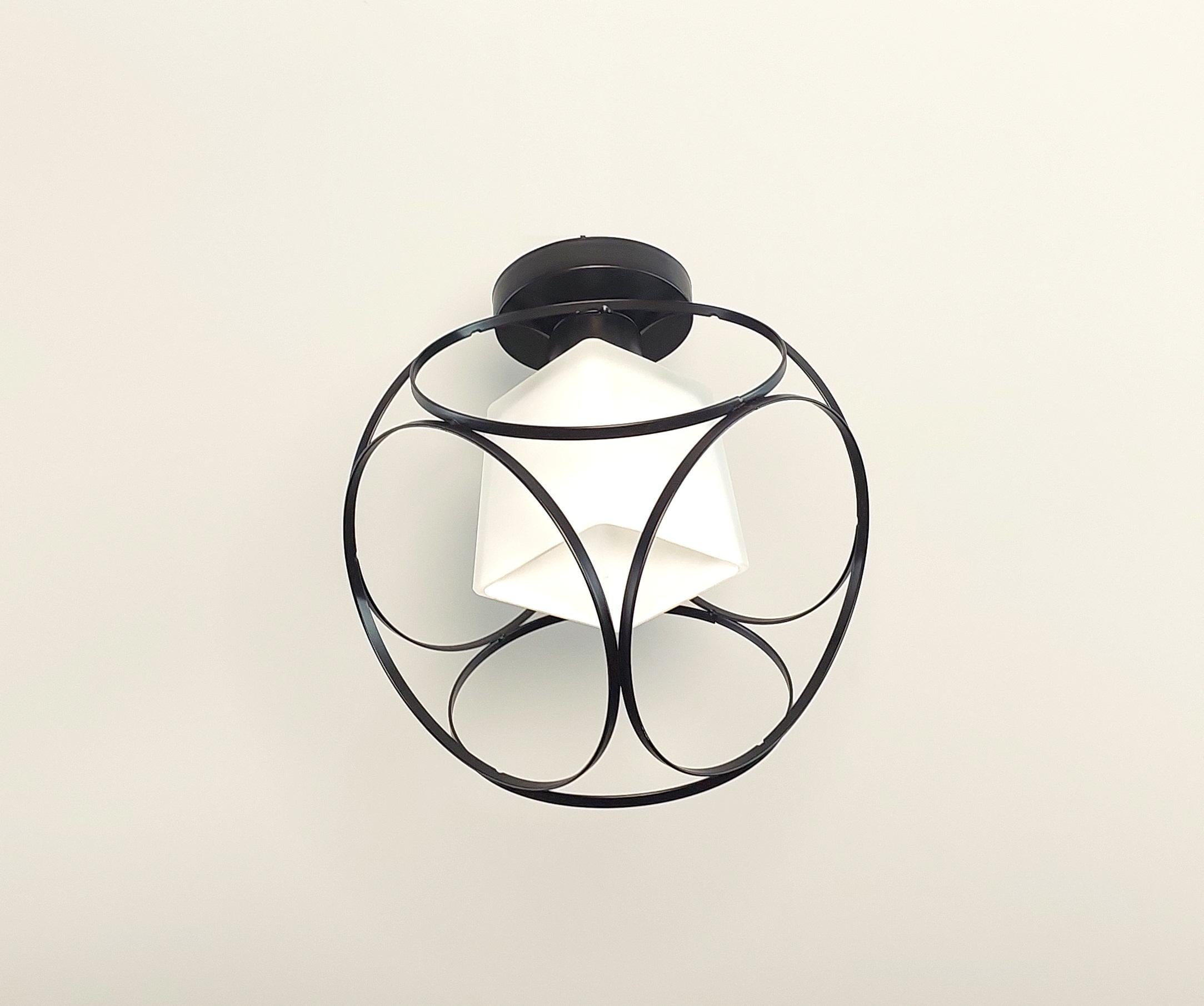 Люстра на одну лампу подвесная металлическая Черный (64)