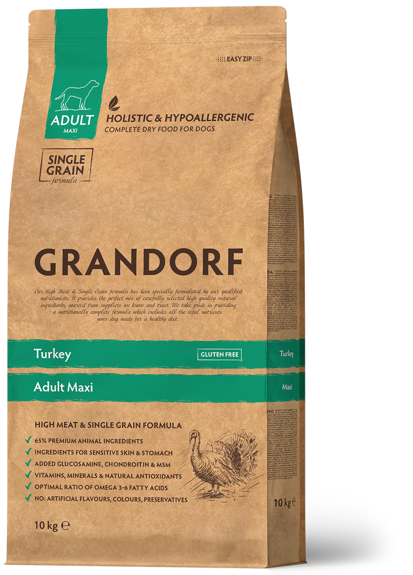 Корм для взрослых собак крупных пород Grandorf TURKEY MAXI с индейкой от 1 года 10 кг (95210)