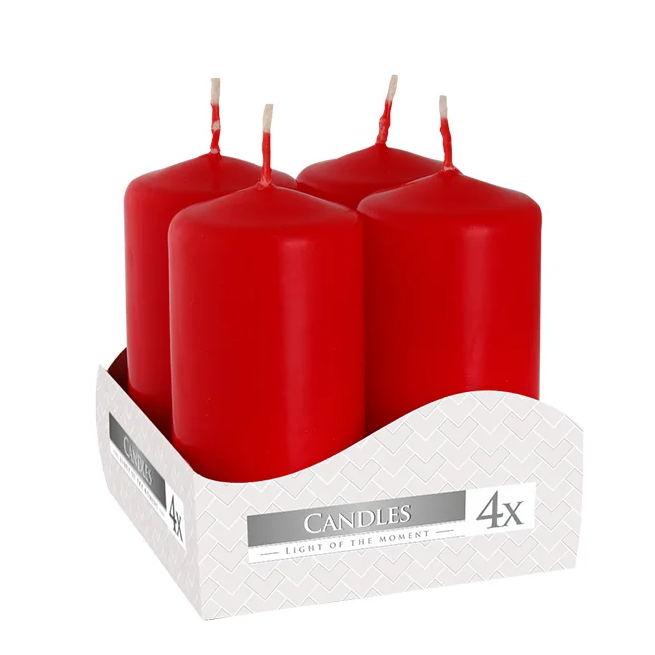 Комплект свечек цилиндров Flora Bispol 4 шт. 8 см Красный (27370)
