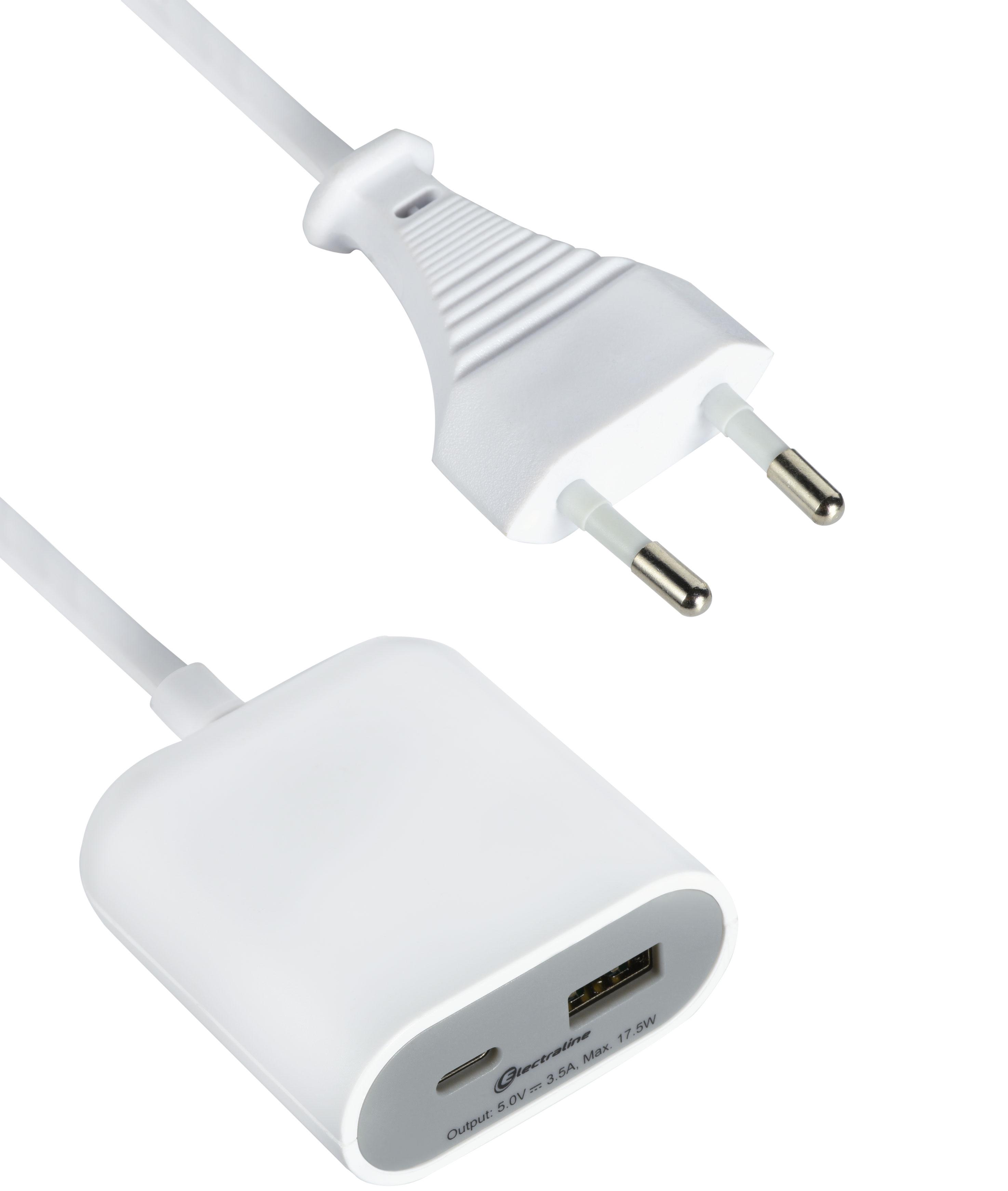 Подовжувач Electraline із портами 2хUSB-A/USB-C 175 Вт 2 м Біло-сірий Подовжувач Electraline із портами 2хUSB-A/USB-C 175 Вт 2 м Біло-сірий