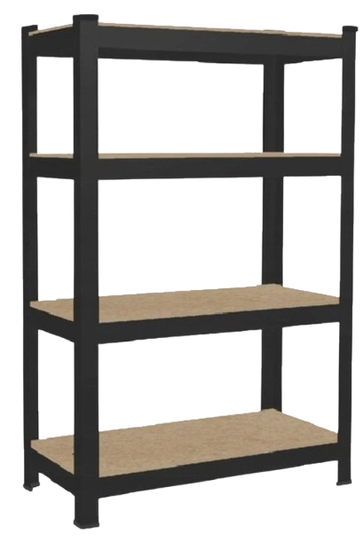 Стеллаж металлический 4 полки 150x70x30 см Черный (GWI0582)