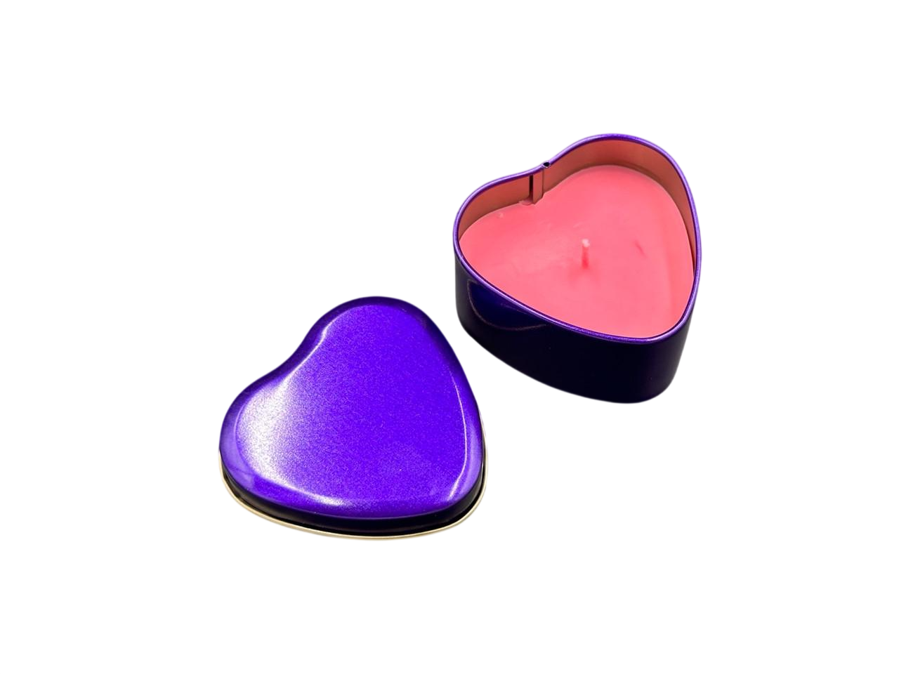 Свеча ароматическая в форме сердца Любовное заклятие в металлическом подсвечнике 3,5х7 см 80 г Розовый (SVB-135)