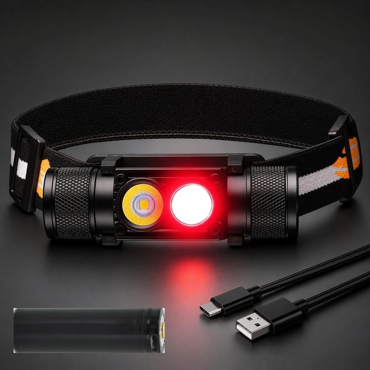 Ліхтар налобний H25B Pro 500лм Type-C IPX6 з червоним світлом з акумулятором 3000 мАг