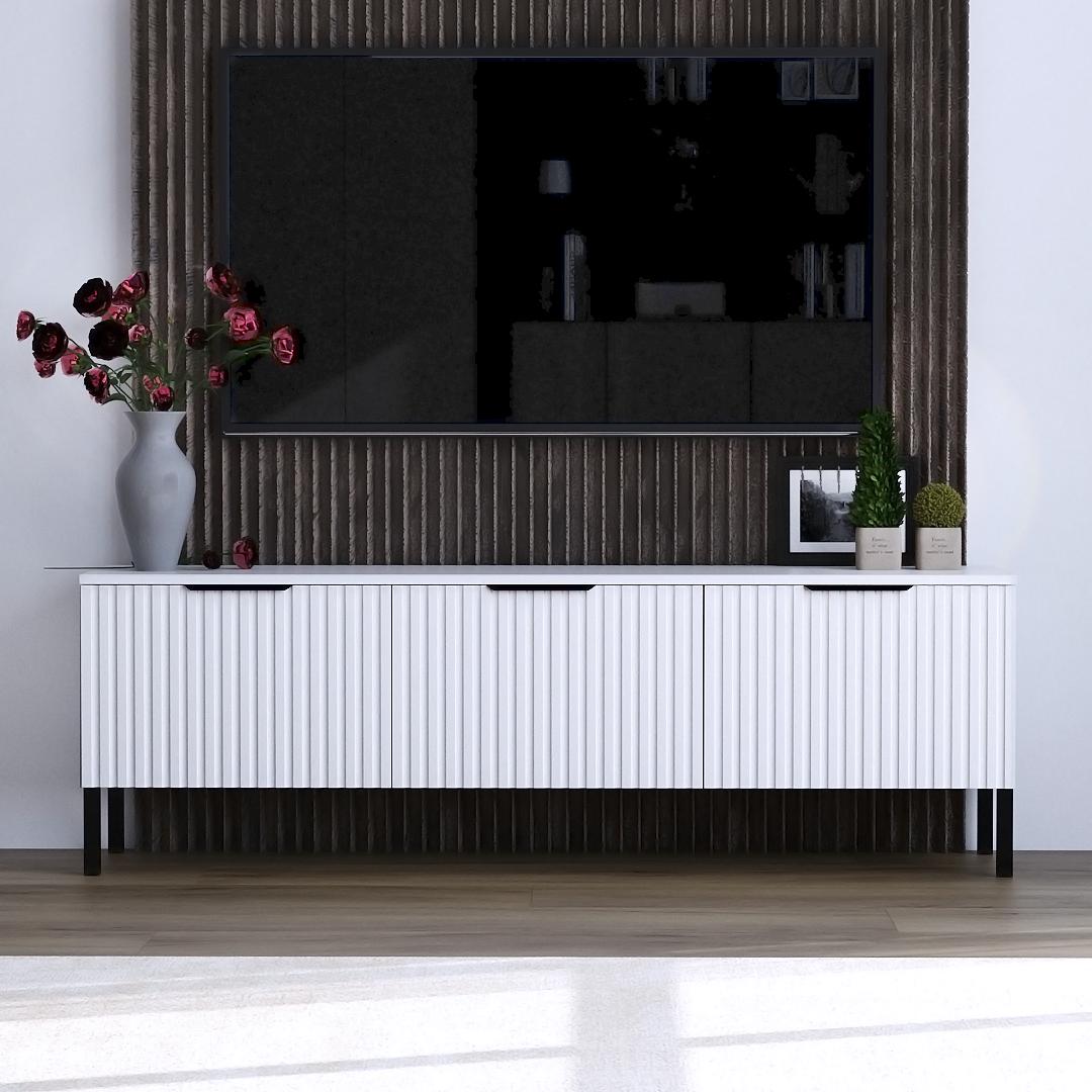 Тумба под ТВ DiPortes Саванна РЕТРО К-507 МДФ 150х46х35 см Белый матовый (01322)