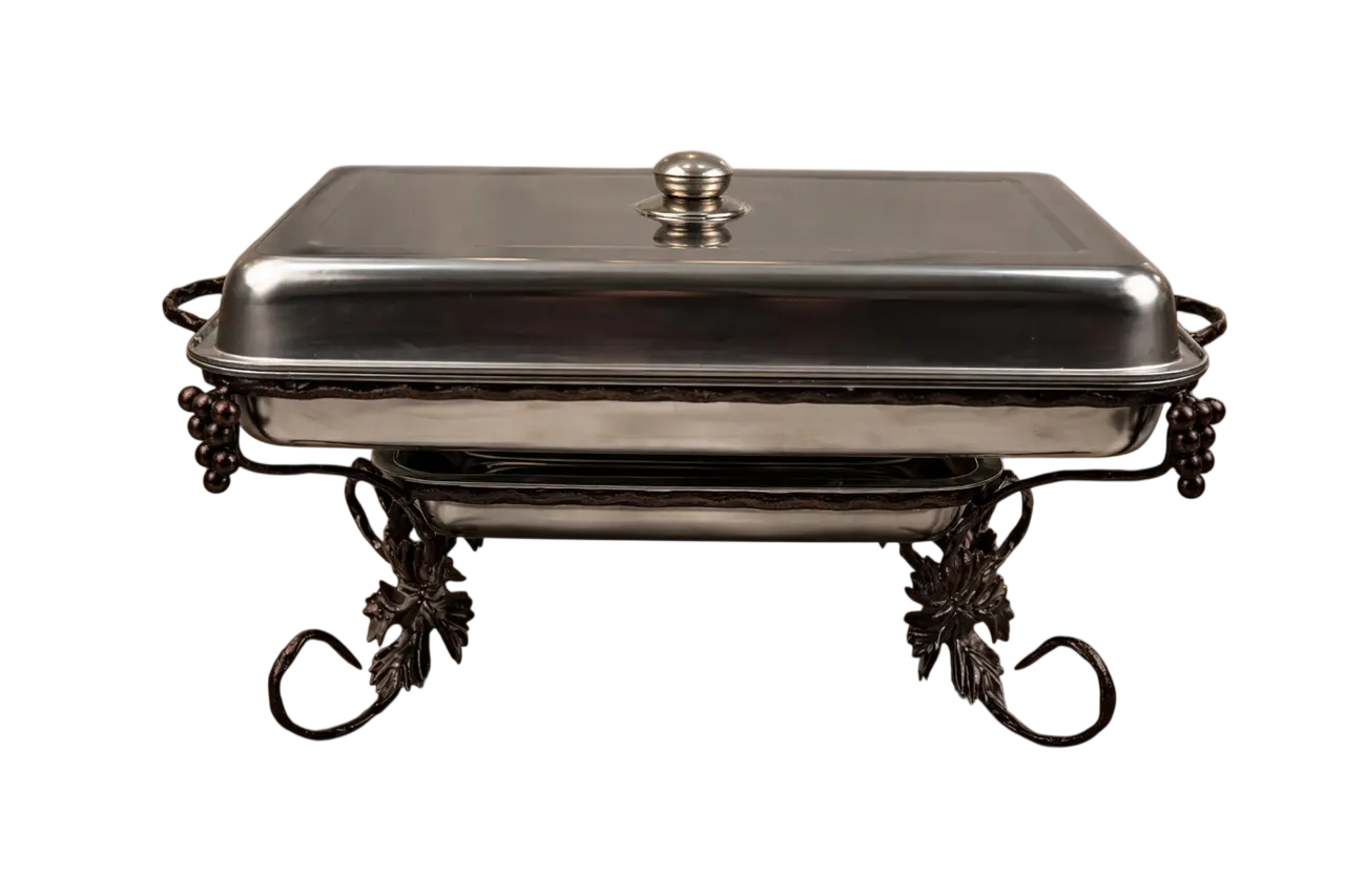 Садж для підігріву шашлику GrillMaster SJ-6581 Виноград прямокутний з кришкою із нержавіючої сталі 45х35 см Срібний (10-164-SJ-6581)