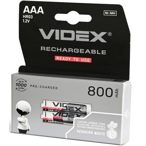 Батарейка акумулятор Videx AAA 800 mah 2 шт.