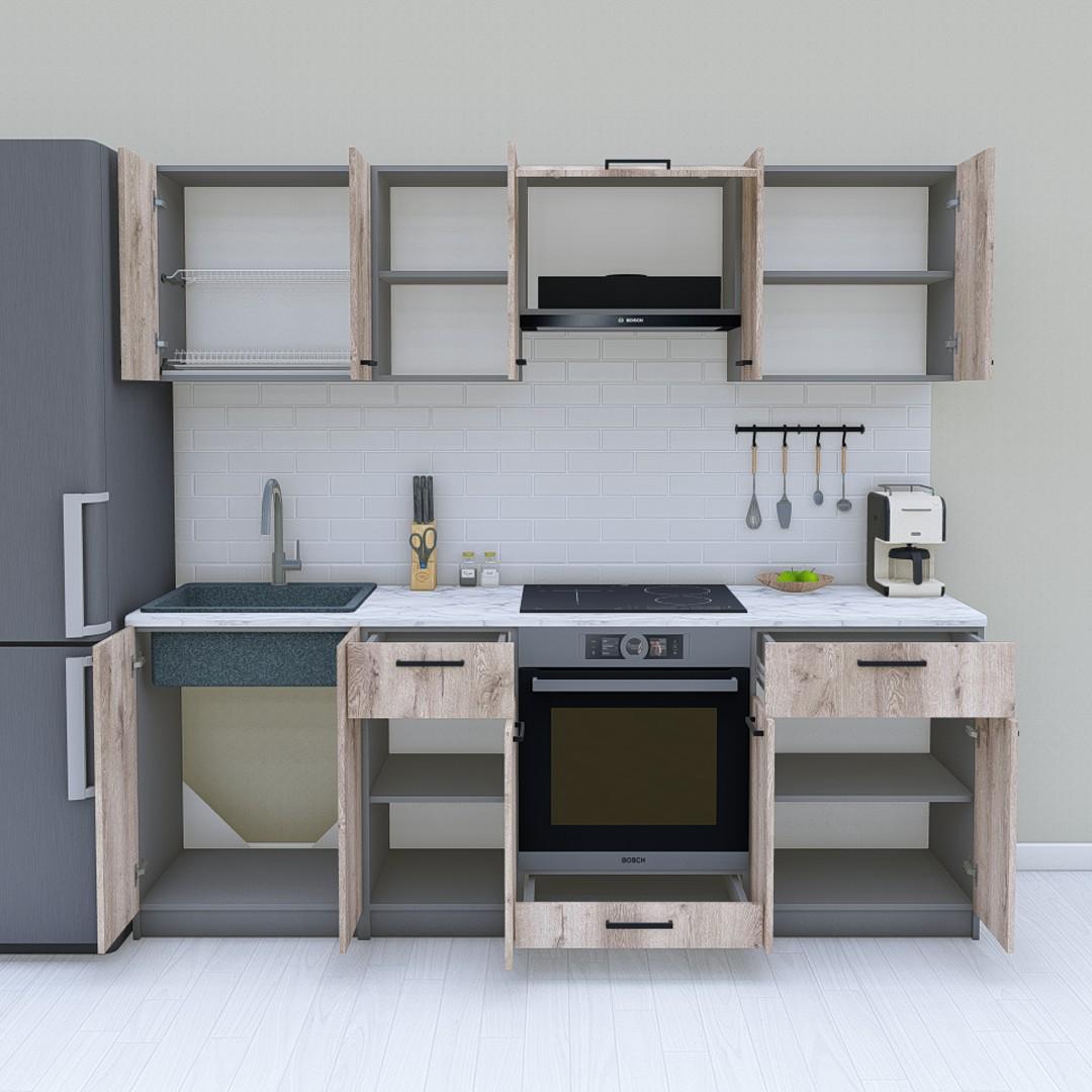 Модульна кухня Opendoors без стільниці 220 см Аліканте/Антрацитовий (МП35/2) - фото 2 Модульна кухня Opendoors без стільниці 220 см Аліканте/Антрацитовий (МП35/2) - фото 2