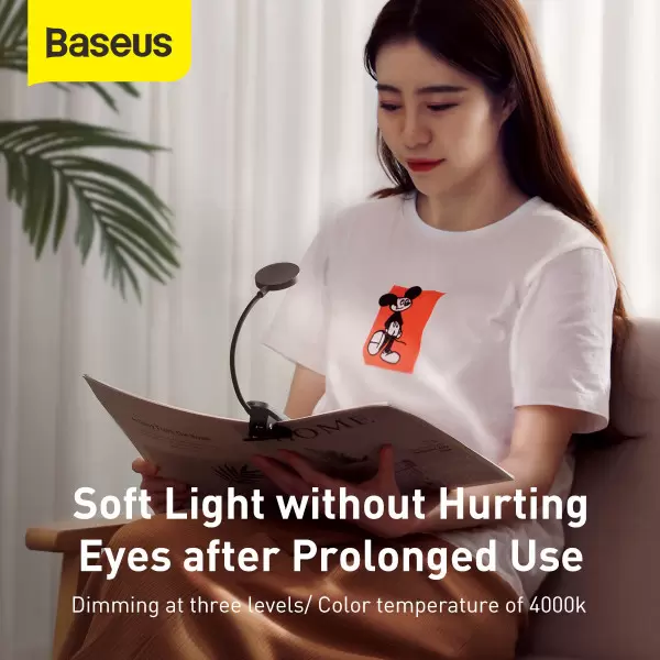 Лампа портативная на прищепке BASEUS Comfort Reading Mini Clip Lamp переносная со встроенным аккумулятором 350 mAh Grey (DGRAD-0G) - фото 8