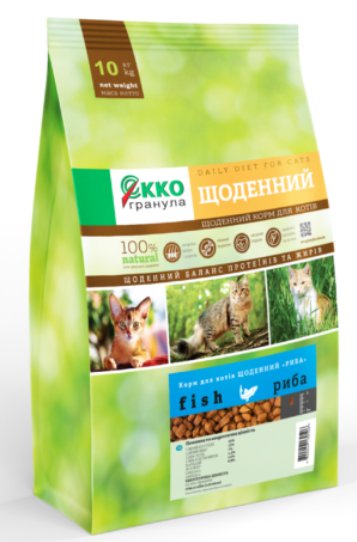 Корм сухий для котів Екко-гранула Щоденний з рибою 10 кг (00-00018692)