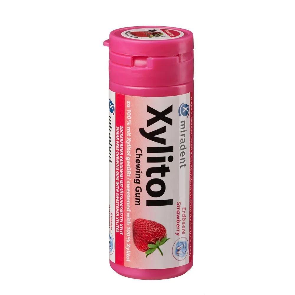 Жевательная резинка Miradent с ксилитолом Xylitol Chewing Gum Strawberry для детей 30 шт. (2224109032)