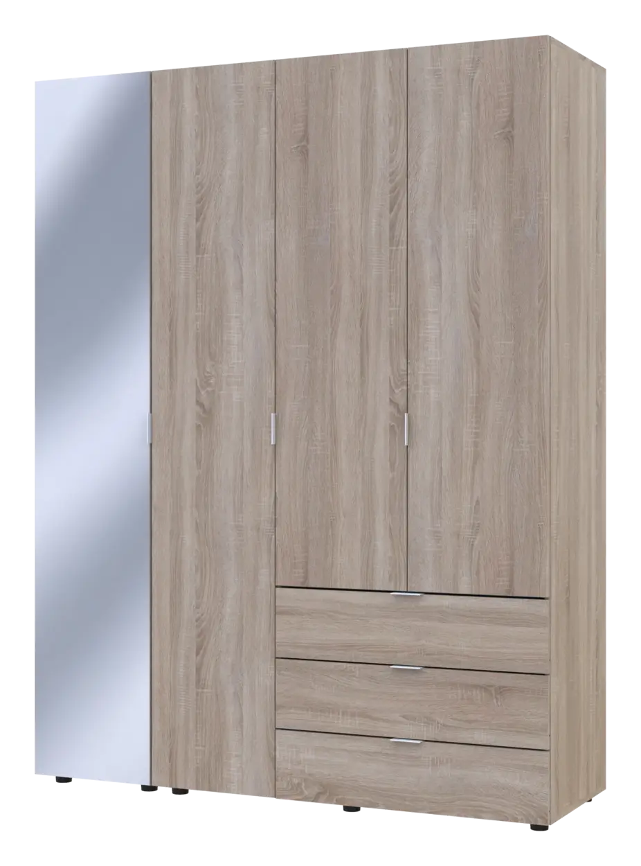 Шафа для одягу Doros Гелар 3 ДСП/Дзеркало 155х49,5х203,4 см Дуб сонома (42002159)