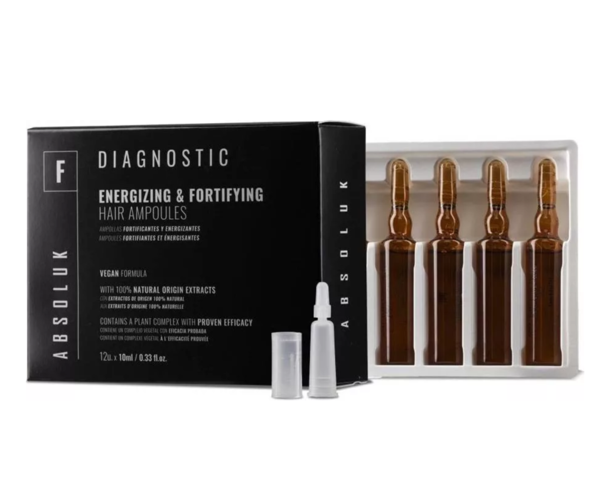 Ампули з рослинною плацентою для волосся ABSOLUK Diagnostic Energizing & Fortifying Hair Ampoules 12x10 мл