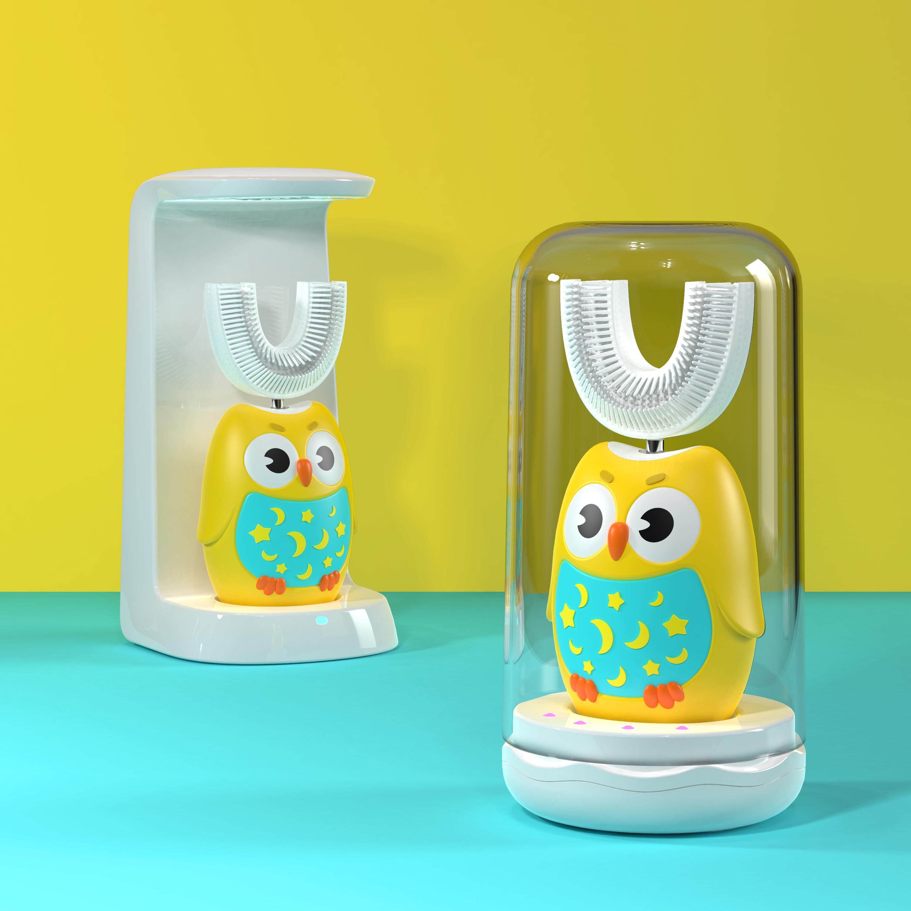 Електрична зубна щітка Owl 360 дитяча 2в1 з автостерилізацією Yellow - фото 2