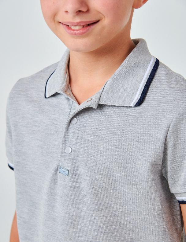 Футболка-поло для мальчика Smil Лакоста 134 см Серый меланж (114114) - фото 3 Футболка-поло для мальчика Smil Лакоста 134 см Серый меланж (114114) - фото 3