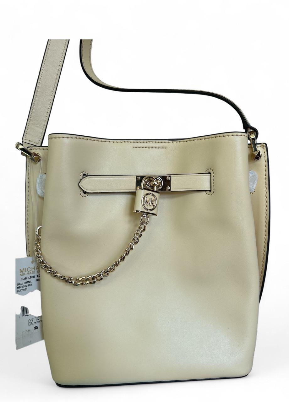Женская сумка Michael Kors Hamilton Legacy 30S2L9HM6L Buttermilk MD NS Msgr Leather Бежевый (2763205293)
