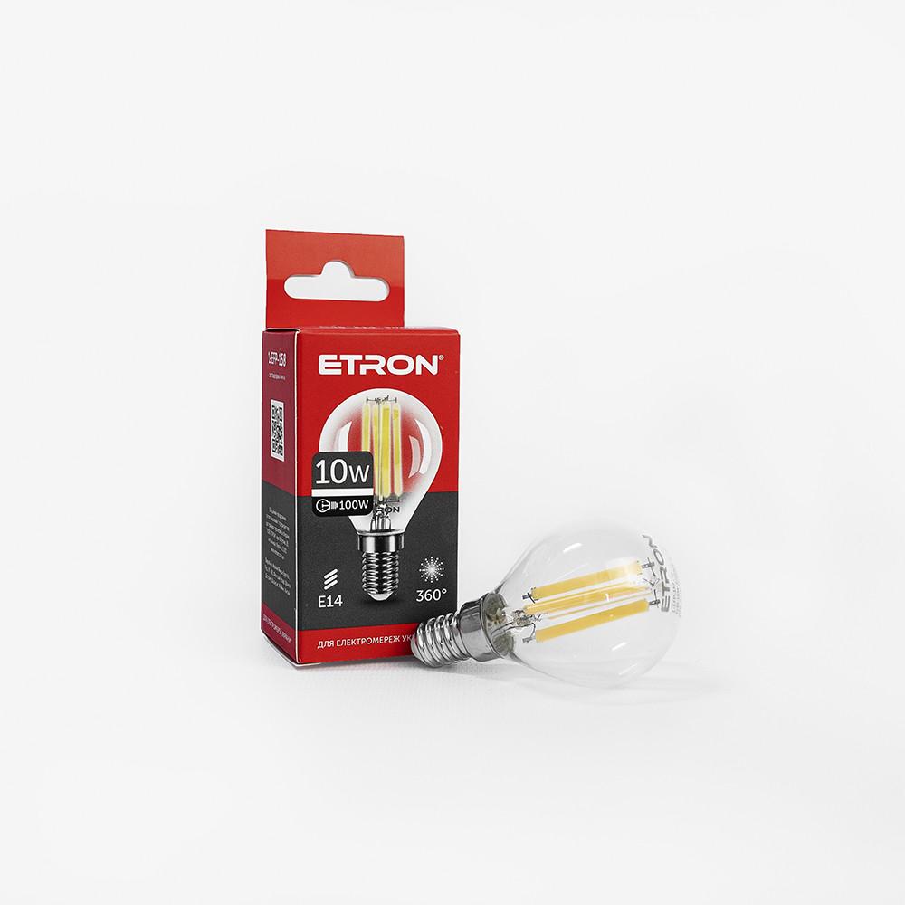 LED лампа ETRON Filament 1-EFP-158 G45 E14 10W 4200 K Прозорий