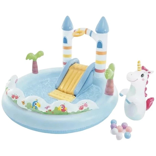 Игровой надувной центр Intex 56148 Замок единорога 196х178х127 см Разноцветный (147-9-56148) Игровой надувной центр Intex 56148 Замок единорога 196х178х127 см Разноцветный (147-9-56148)