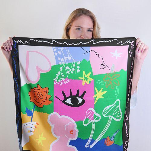 Платок шелковый Presentville Искусство 68х68 см (HUST_25M012) Платок шелковый Presentville Искусство 68х68 см (HUST_25M012)