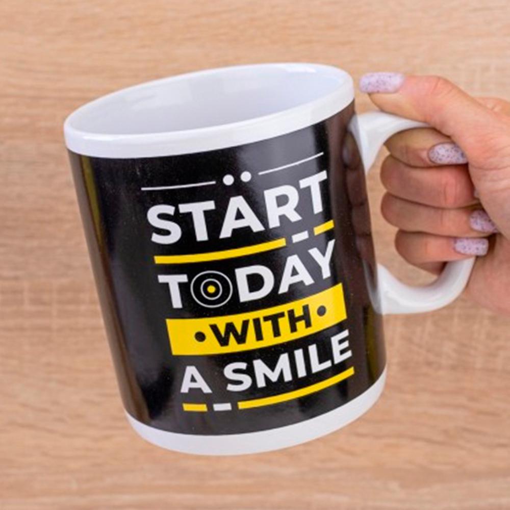 Чашка для чая керамическая с надписью "Start today with a smile" 1000 мл (27-PC1-2712) - фото 2