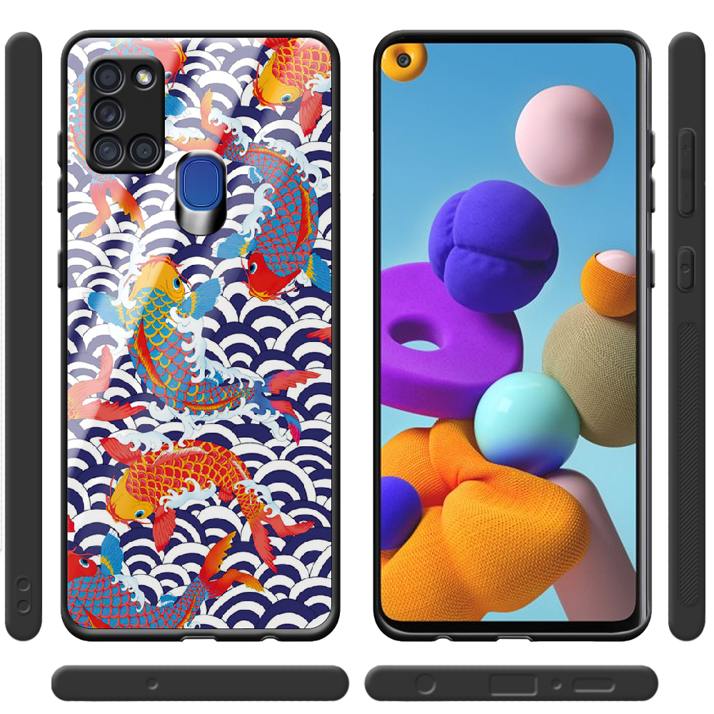 Чохол Boxface Samsung A217 Galaxy A21s Koi Fish Чорний силікон зі склом (40006-up2477-40864) - фото 2