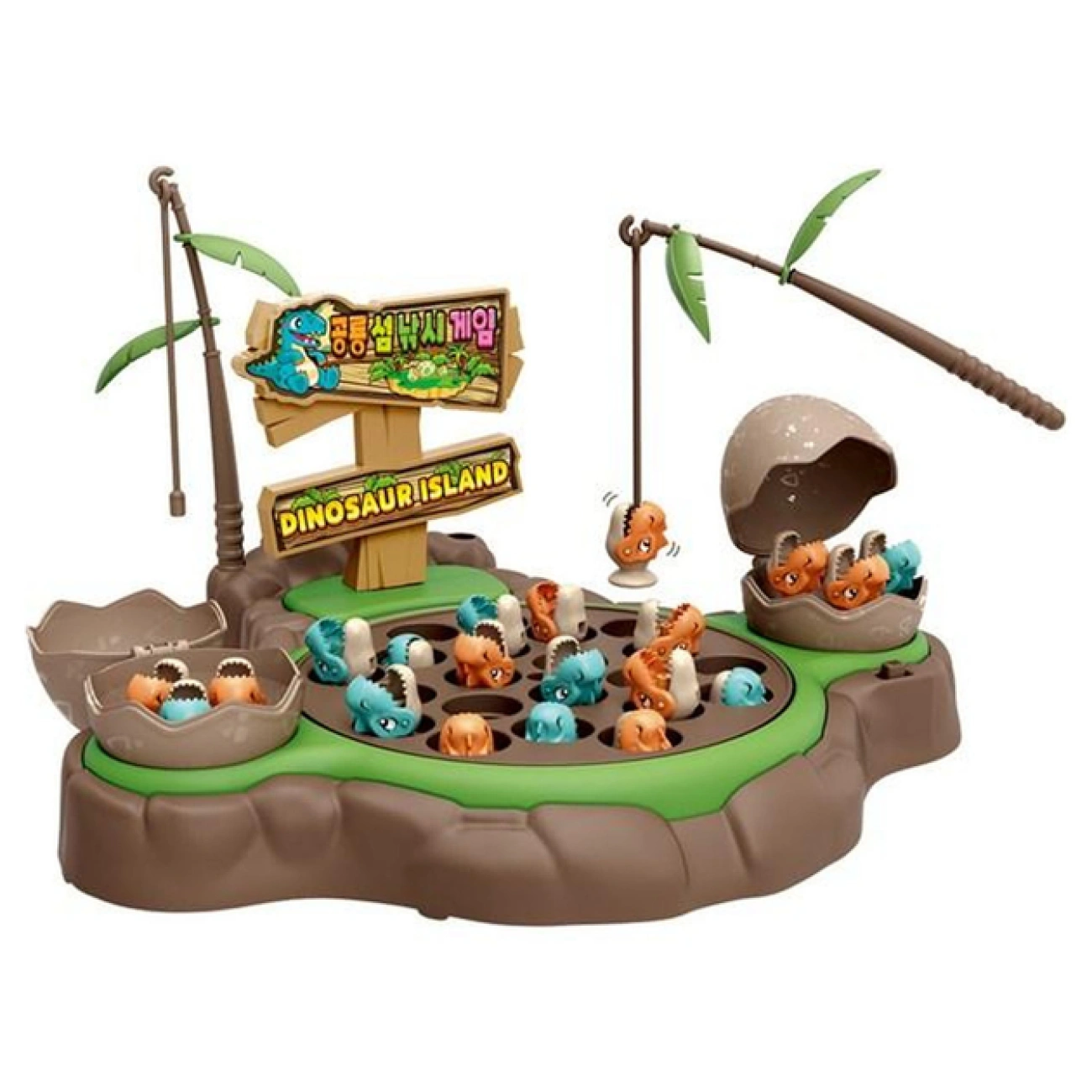 Рыбалка детская магнитная дино-лов со звуковыми эффектами/подвижной платформой и 2 удочками и 21 фигуркой динозавров